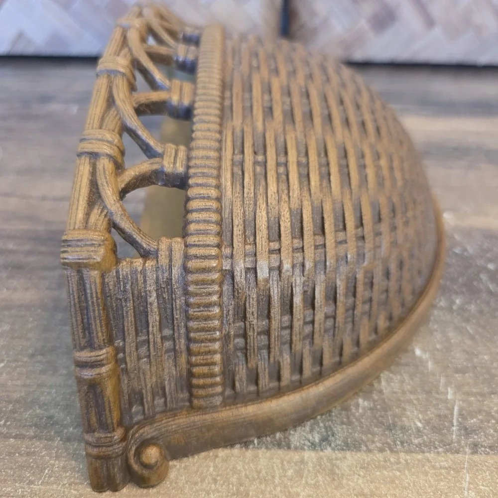 Vintage Homco Syroco Resin Wall Pocket Wicker Woven Basket 10